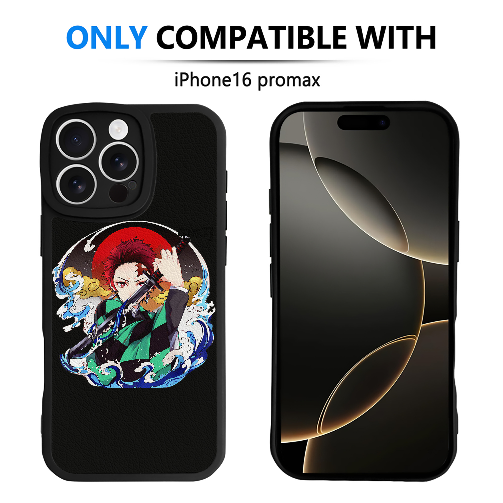 （画像用） 鬼滅の刃 竈門 炭治郎／かまど たんじろう Kamado Tanjirou 【iPhone 16シリーズ対応】シリコンスマホケース（レザー調） 材質：シリコン